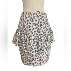 Finders Keepers Peplum Floral Denim Skirt, Size 12 (US size 8)